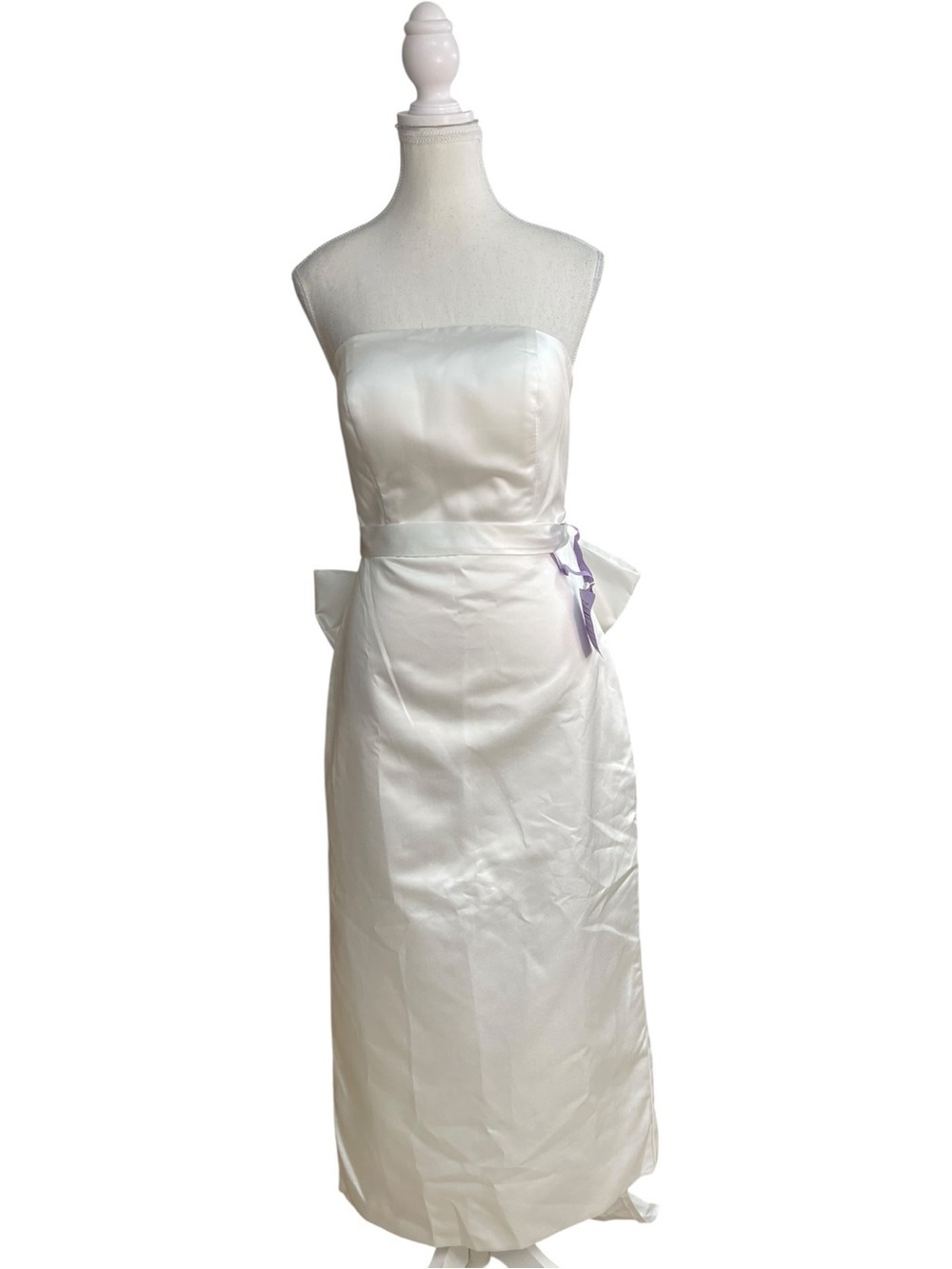 Miss Veil Strapless Satin Cocktail Dress Gown White
